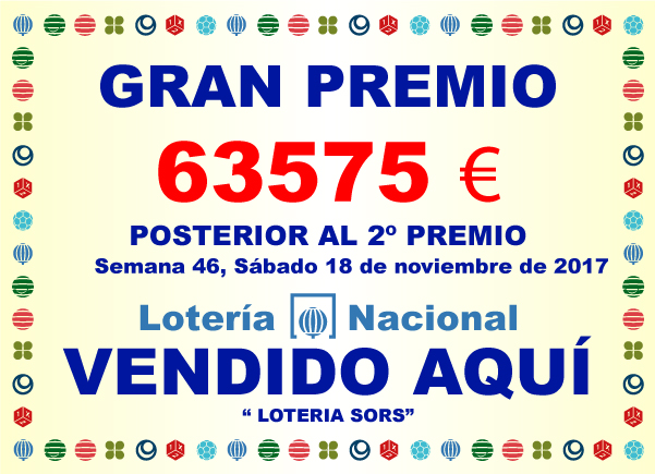 Lotería Sors - GRAN PREMIO 5